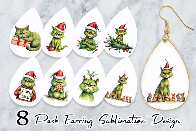 Earring Grinchy Catsmas Sublimation artnoy 