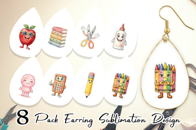 Earring Groovy 70s School Mascot Watercolor Sublimation artnoy 