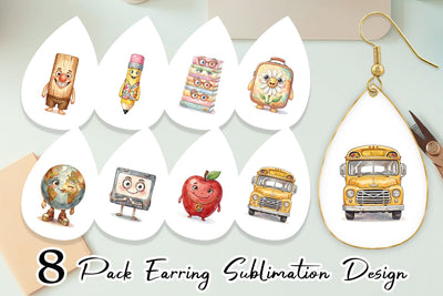 Earring Groovy 70s School Supply Sublimation artnoy 