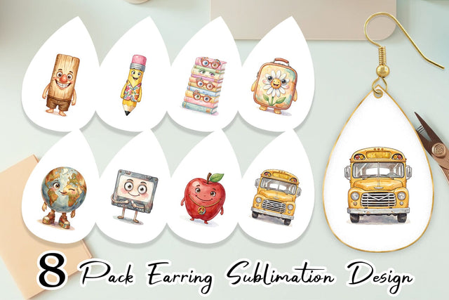 Earring Groovy 70s School Supply Sublimation artnoy 