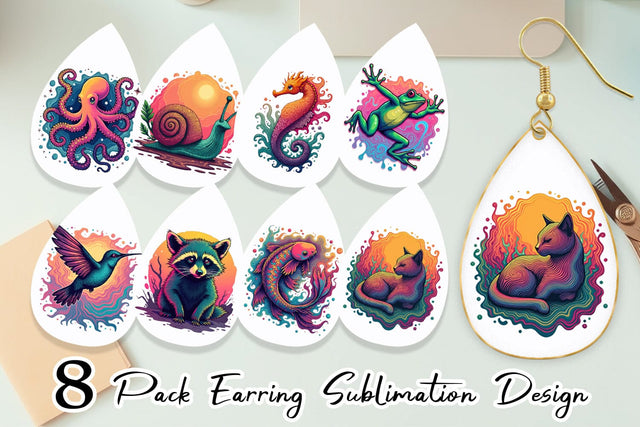 Earring Groovy Animal Swirls Sublimation artnoy 