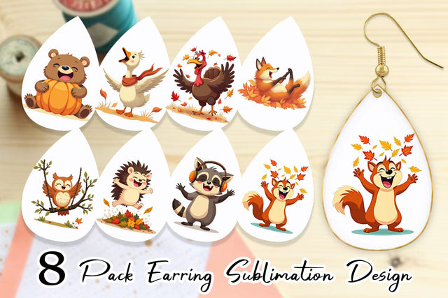 Earring Groovy Fall Critters Sublimation artnoy 