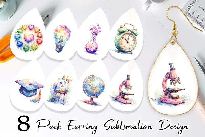 Earring Groovy School Icons Sublimation artnoy 