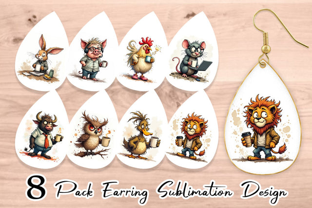 Earring Grumpy Animal Morning Sublimation artnoy 