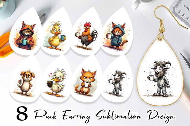 Earring Grumpy Animal Mornings Sublimation artnoy 