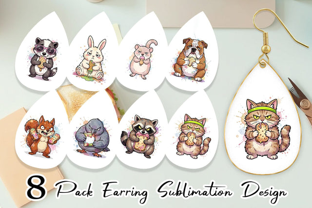 Earring Grumpy Anti Diet Animal Watercolor Sublimation artnoy 