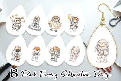 Earring Grumpy Astronaut Pets Sublimation artnoy 