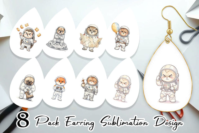 Earring Grumpy Astronaut Pets Sublimation artnoy 