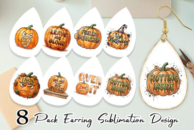 Earring Grumpy Autumn Pumpkin Quote Sublimation artnoy 