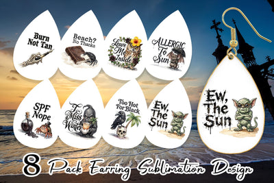 Earring Grumpy Beach Goth Typography Sublimation artnoy 