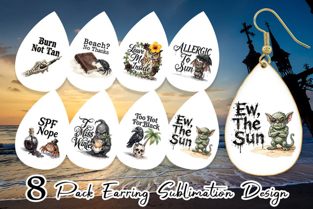 Earring Grumpy Beach Goth Typography Sublimation artnoy 