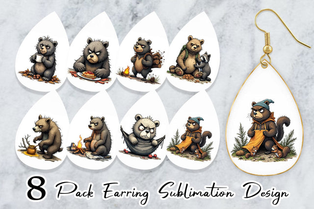Earring Grumpy Bear Camp Sublimation artnoy 