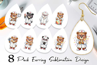 Earring Grumpy Bear Nurse Attitude Sublimation artnoy 
