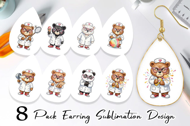 Earring Grumpy Bear Nurse Attitude Sublimation artnoy 