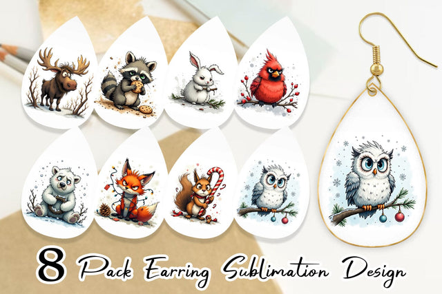 Earring Grumpy Christmas Critters Sublimation artnoy 
