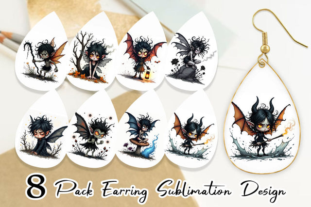 Earring Grumpy Dark Fairy Sublimation artnoy 