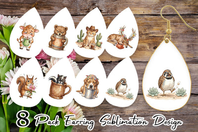 Earring Grumpy Desert Coffee Animal Watercolor Sublimation artnoy 