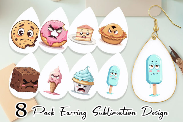 Earring Grumpy Desserts Sublimation artnoy 