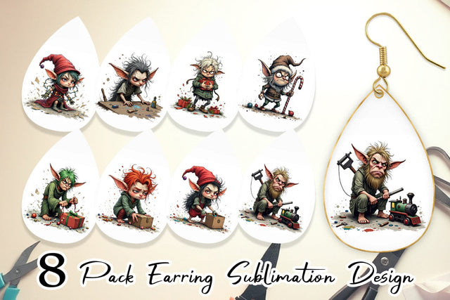 Earring Grumpy Elf Workshop Sublimation artnoy 