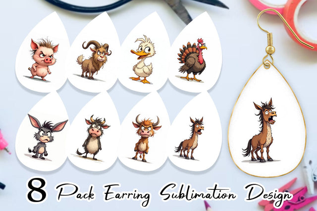 Earring Grumpy Farm Animals Sublimation artnoy 