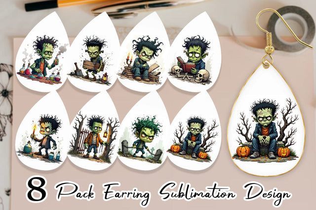 Earring Grumpy Frankenstein Sublimation artnoy 