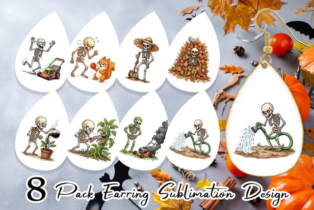 Earring Grumpy Garden Dad Bone Watercolor Sublimation artnoy 