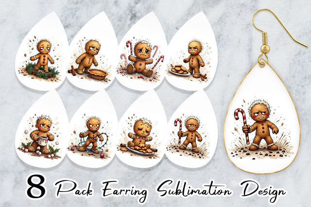Earring Grumpy Gingerbread Gang Sublimation artnoy 