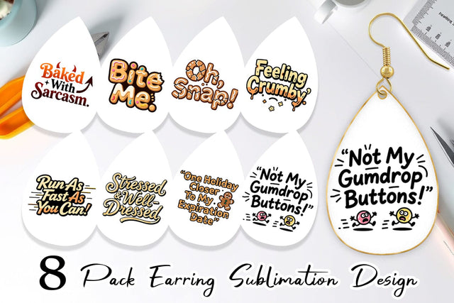 Earring Grumpy Gingerbread Man Quotes Sublimation artnoy 