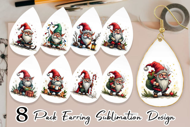 Earring Grumpy Gnome Christmas Sublimation artnoy 