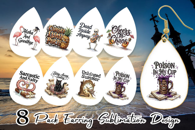 Earring Grumpy Gothic Summerween Quote Sublimation artnoy 