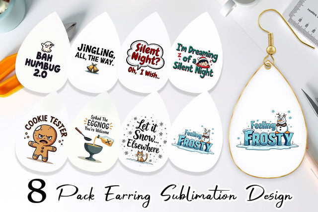 Earring Grumpy Greetings A Bah Humbug Quote Sublimation artnoy 