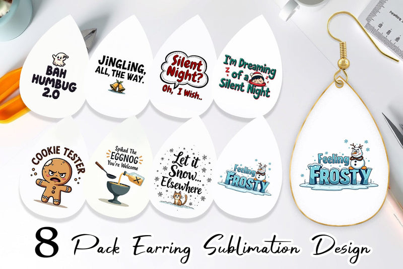 Earring Grumpy Greetings A Bah Humbug Quote Sublimation artnoy 
