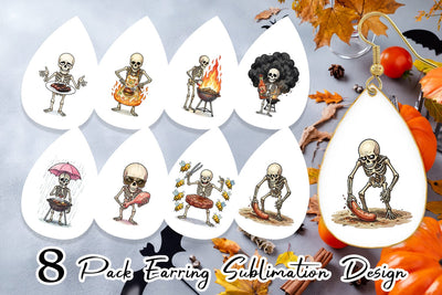 Earring Grumpy Grill Dad Bone Watercolor Sublimation artnoy 