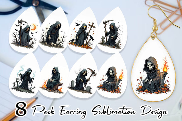 Earring Grumpy Grim Reaper Sublimation artnoy 