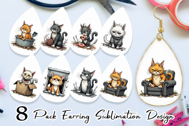 Earring Grumpy Kitty Sublimation artnoy 