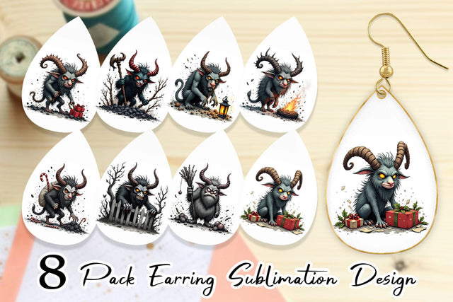 Earring Grumpy Krampus Sublimation artnoy 