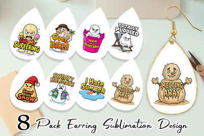 Earring Grumpy Melting Snowman Sarcastic Quotes Sublimation artnoy 