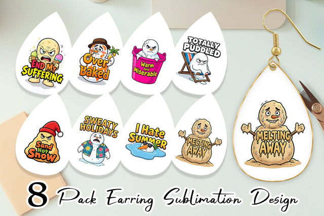 Earring Grumpy Melting Snowman Sarcastic Quotes Sublimation artnoy 