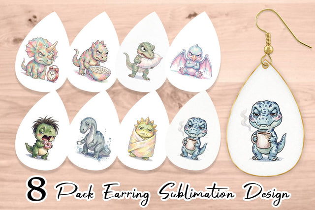 Earring Grumpy Monday Dino Sublimation artnoy 