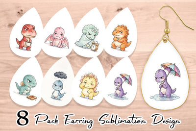 Earring Grumpy Morning Dinosaur Coffee Sublimation artnoy 