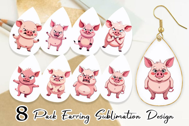 Earring Grumpy Pig Sublimation artnoy 
