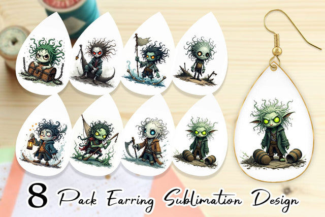Earring Grumpy Pirate Ghost Sublimation artnoy 