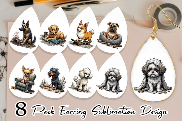 Earring Grumpy Pooch Sublimation artnoy 