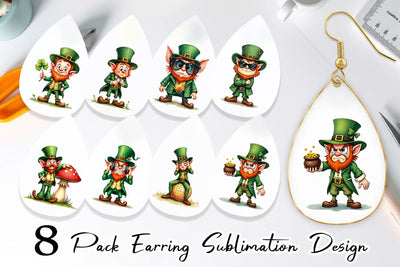 Earring Grumpy Retro Leprechaun Sublimation artnoy 