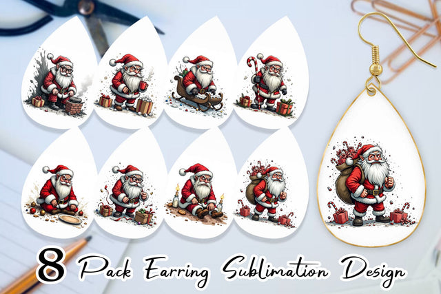 Earring Grumpy Santa Sublimation artnoy 