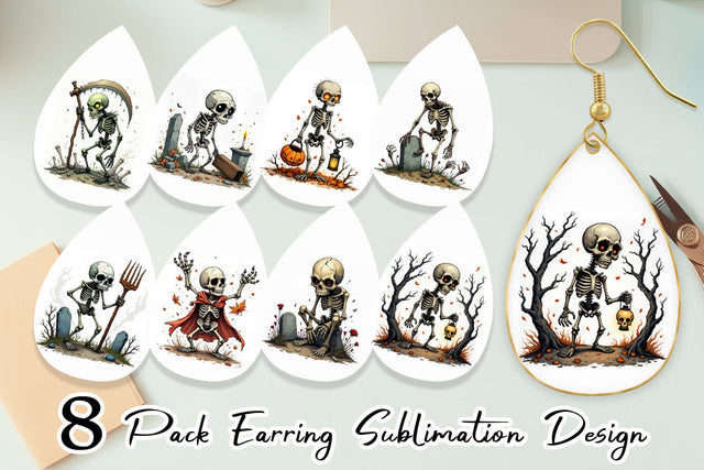 Earring Grumpy Skeleton Sublimation artnoy 