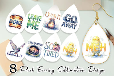 Earring Grumpy Sleepy Affirmations Sublimation artnoy 