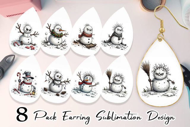 Earring Grumpy Snowman Sublimation artnoy 
