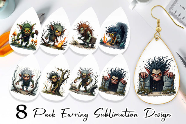 Earring Grumpy Troll Sublimation artnoy 