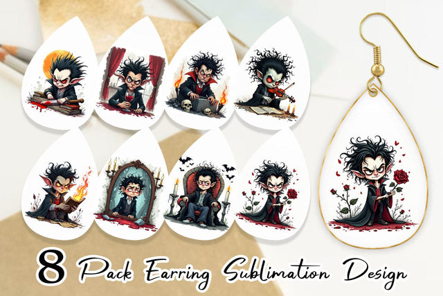 Earring Grumpy Vampire Sublimation artnoy 